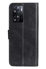 Hoes Geschikt voor OPPO A57s Hoesje Bookcase Hoes Flip Case Book Cover Met 2x Screenprotector - Hoesje Geschikt voor OPPO A57s Hoes Book Case Hoesje - Zwart