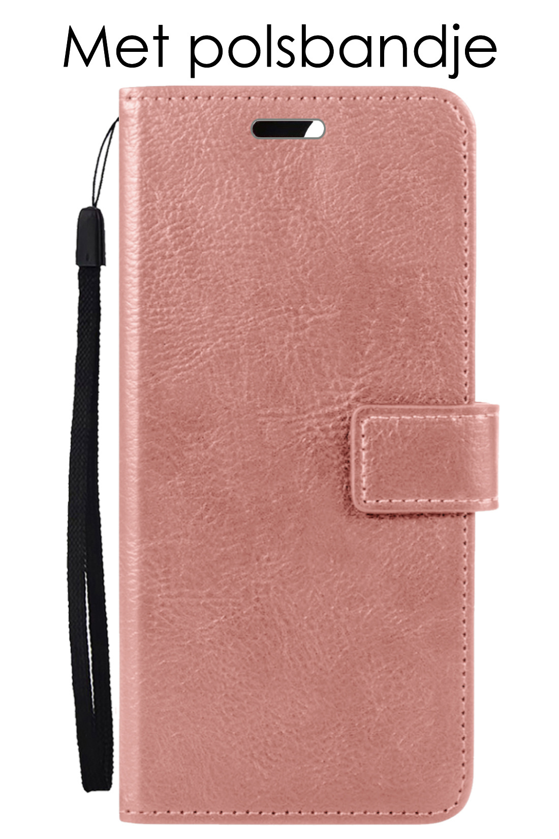 NoXx Hoes Geschikt voor OPPO A57s Hoesje Book Case Hoes Flip Cover Wallet Bookcase Met 2x Screenprotector - Rosé goud