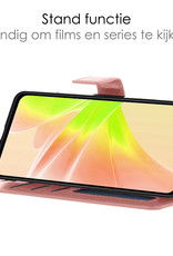NoXx Hoes Geschikt voor OPPO A57s Hoesje Book Case Hoes Flip Cover Wallet Bookcase Met 2x Screenprotector - Rosé goud