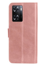 NoXx OPPO A57s Hoesje Book Case Hoes Flip Cover Bookcase 2x Met Screenprotector - Rose Goud