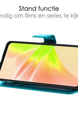 NoXx Hoes Geschikt voor OPPO A57s Hoesje Book Case Hoes Flip Cover Wallet Bookcase Met 2x Screenprotector - Turquoise