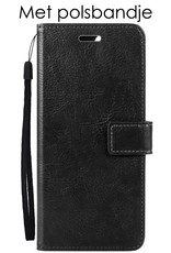 NoXx Hoes Geschikt voor OPPO A57s Hoesje Book Case Hoes Flip Cover Wallet Bookcase Met 2x Screenprotector - Zwart