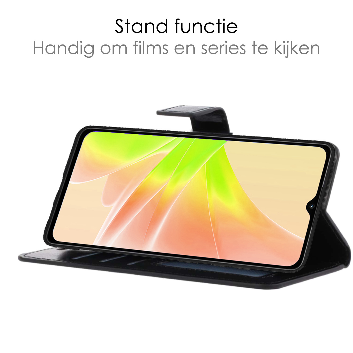 NoXx Hoes Geschikt voor OPPO A57s Hoesje Book Case Hoes Flip Cover Wallet Bookcase Met 2x Screenprotector - Zwart