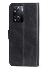 NoXx Hoes Geschikt voor OPPO A57s Hoesje Book Case Hoes Flip Cover Wallet Bookcase Met 2x Screenprotector - Zwart