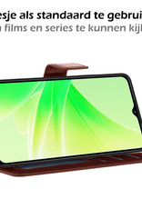 Nomfy Hoesje Geschikt voor OPPO A57s Hoes Bookcase Flipcase Book Cover Met Screenprotector - Hoes Geschikt voor OPPO A57s Hoesje Book Case - Bruin