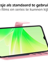 Nomfy Hoesje Geschikt voor OPPO A57s Hoes Bookcase Flipcase Book Cover Met Screenprotector - Hoes Geschikt voor OPPO A57s Hoesje Book Case - Lichtroze