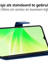 Nomfy Hoesje Geschikt voor OPPO A57s Hoes Bookcase Flipcase Book Cover Met 2x Screenprotector - Hoes Geschikt voor OPPO A57s Hoesje Book Case - Donkerblauw