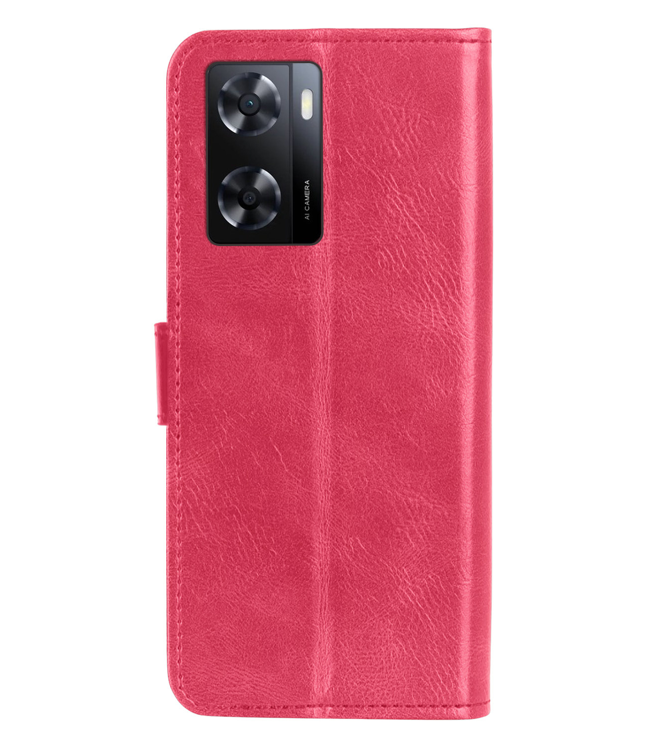 Nomfy OPPO A57s Hoes Bookcase Flipcase Book Cover Met 2x Screenprotector - OPPO A57s Hoesje Book Case - Donker Roze