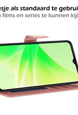 Nomfy Hoesje Geschikt voor OPPO A57s Hoes Bookcase Flipcase Book Cover Met 2x Screenprotector - Hoes Geschikt voor OPPO A57s Hoesje Book Case - Rosé goud