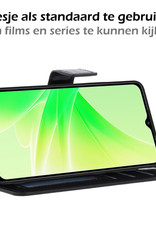 Nomfy Hoesje Geschikt voor OPPO A57s Hoes Bookcase Flipcase Book Cover Met 2x Screenprotector - Hoes Geschikt voor OPPO A57s Hoesje Book Case - Zwart