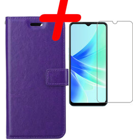 BASEY. BASEY. OPPO A17 Hoesje Bookcase Paars Met Screenprotector