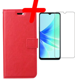 BASEY. BASEY. OPPO A17 Hoesje Bookcase Rood Met Screenprotector