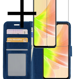 NoXx NoXx OPPO A17 Hoesje Bookcase Donkerblauw Met Screenprotector