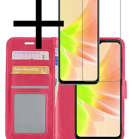 NoXx NoXx OPPO A17 Hoesje Bookcase Donkerroze Met Screenprotector