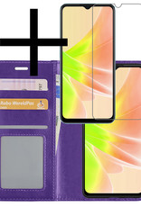 NoXx Hoes Geschikt voor OPPO A17 Hoesje Book Case Hoes Flip Cover Wallet Bookcase Met Screenprotector - Paars