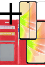 NoXx Hoes Geschikt voor OPPO A17 Hoesje Book Case Hoes Flip Cover Wallet Bookcase Met Screenprotector - Rood