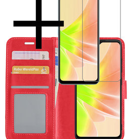 NoXx NoXx OPPO A17 Hoesje Bookcase Rood Met Screenprotector