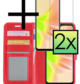 NoXx NoXx OPPO A17 Hoesje Bookcase Rood Met 2x Screenprotector