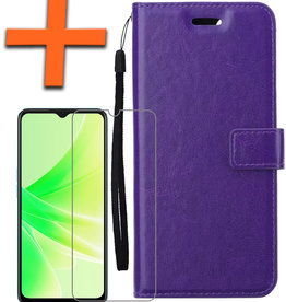 Nomfy Nomfy OPPO A17 Hoesje Bookcase Paars Met Screenprotector
