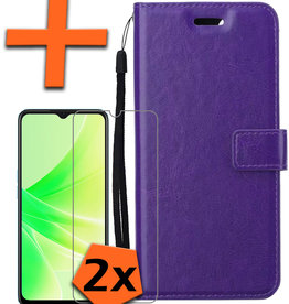 Nomfy OPPO A17 Hoesje Bookcase Paars Met 2x Screenprotector