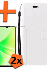 Nomfy Hoesje Geschikt voor OPPO A17 Hoes Bookcase Flipcase Book Cover Met 2x Screenprotector - Hoes Geschikt voor OPPO A17 Hoesje Book Case - Wit