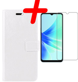 BASEY. BASEY. OPPO A17 Hoesje Bookcase Wit Met Screenprotector