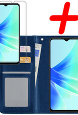 BASEY. Hoes Geschikt voor OPPO A57 Hoesje Bookcase Hoes Flip Case Book Cover Met Screenprotector - Hoesje Geschikt voor OPPO A57 Hoes Book Case Hoesje - Donkerblauw