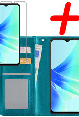 BASEY. Hoes Geschikt voor OPPO A57 Hoesje Bookcase Hoes Flip Case Book Cover Met Screenprotector - Hoesje Geschikt voor OPPO A57 Hoes Book Case Hoesje - Turquoise