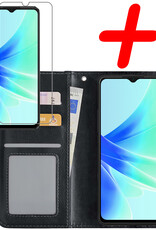 BASEY. Hoes Geschikt voor OPPO A57 Hoesje Bookcase Hoes Flip Case Book Cover Met Screenprotector - Hoesje Geschikt voor OPPO A57 Hoes Book Case Hoesje - Zwart
