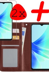 BASEY. Hoes Geschikt voor OPPO A57 Hoesje Bookcase Hoes Flip Case Book Cover Met 2x Screenprotector - Hoesje Geschikt voor OPPO A57 Hoes Book Case Hoesje - Bruin
