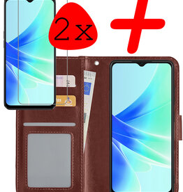 BASEY. BASEY. OPPO A57 Hoesje Bookcase Bruin Met 2x Screenprotector