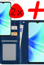 BASEY. Hoes Geschikt voor OPPO A57 Hoesje Bookcase Hoes Flip Case Book Cover Met 2x Screenprotector - Hoesje Geschikt voor OPPO A57 Hoes Book Case Hoesje - Donkerblauw