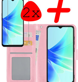 BASEY. BASEY. OPPO A57 Hoesje Bookcase Lichtroze Met 2x Screenprotector