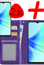 BASEY. Hoes Geschikt voor OPPO A57 Hoesje Bookcase Hoes Flip Case Book Cover Met 2x Screenprotector - Hoesje Geschikt voor OPPO A57 Hoes Book Case Hoesje - Paars