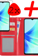 BASEY. Hoes Geschikt voor OPPO A57 Hoesje Bookcase Hoes Flip Case Book Cover Met 2x Screenprotector - Hoesje Geschikt voor OPPO A57 Hoes Book Case Hoesje - Rood