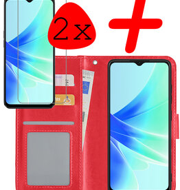 BASEY. BASEY. OPPO A57 Hoesje Bookcase Rood Met 2x Screenprotector