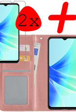 BASEY. Hoes Geschikt voor OPPO A57 Hoesje Bookcase Hoes Flip Case Book Cover Met 2x Screenprotector - Hoesje Geschikt voor OPPO A57 Hoes Book Case Hoesje - Rosé goud