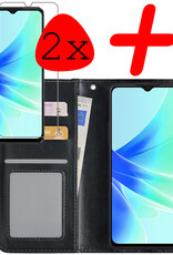 BASEY. Hoes Geschikt voor OPPO A57 Hoesje Bookcase Hoes Flip Case Book Cover Met 2x Screenprotector - Hoesje Geschikt voor OPPO A57 Hoes Book Case Hoesje - Zwart