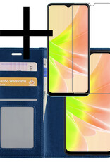 NoXx Hoes Geschikt voor OPPO A57 Hoesje Book Case Hoes Flip Cover Wallet Bookcase Met Screenprotector - Donkerblauw