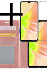 NoXx Hoes Geschikt voor OPPO A57 Hoesje Book Case Hoes Flip Cover Wallet Bookcase Met Screenprotector - Rosé goud