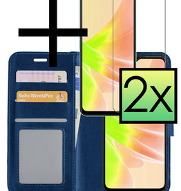NoXx NoXx OPPO A57 Hoesje Bookcase Donkerblauw Met 2x Screenprotector