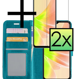 NoXx OPPO A57 Hoesje Bookcase Turquoise Met 2x Screenprotector