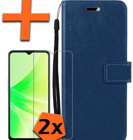 Nomfy Nomfy OPPO A57 Hoesje Bookcase Donkerblauw Met 2x Screenprotector