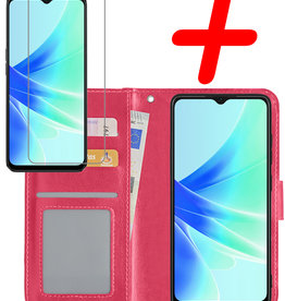 BASEY. BASEY. OPPO A57s Hoesje Bookcase Donkerroze Met Screenprotector