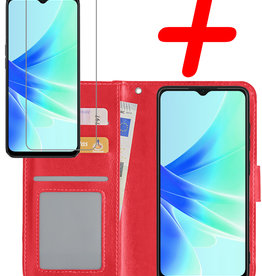 BASEY. BASEY. OPPO A57s Hoesje Bookcase Rood Met Screenprotector