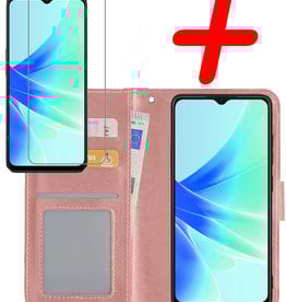 BASEY. BASEY. OPPO A57s Hoesje Bookcase Rose Goud Met Screenprotector