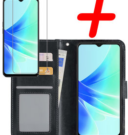 BASEY. BASEY. OPPO A57s Hoesje Bookcase Zwart Met Screenprotector