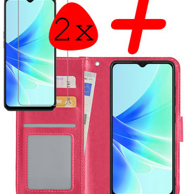 BASEY. BASEY. OPPO A57s Hoesje Bookcase Donkerroze Met 2x Screenprotector