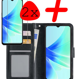 BASEY. BASEY. OPPO A57s Hoesje Bookcase Zwart Met 2x Screenprotector