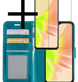 NoXx NoXx OPPO A57s Hoesje Bookcase Turquoise Met Screenprotector